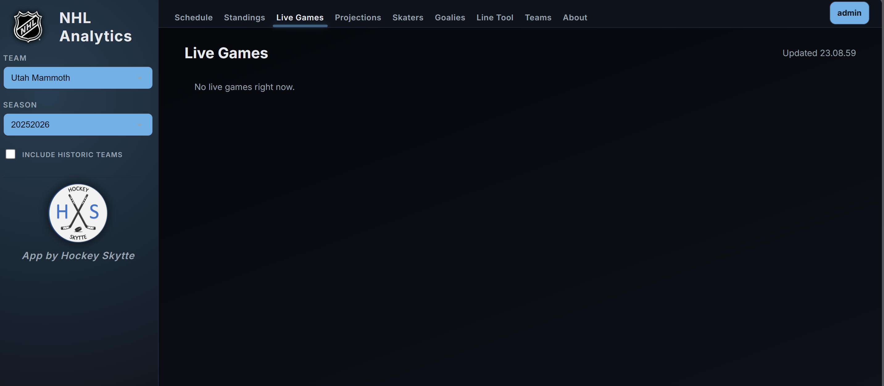 Live Games page screenshot placeholder